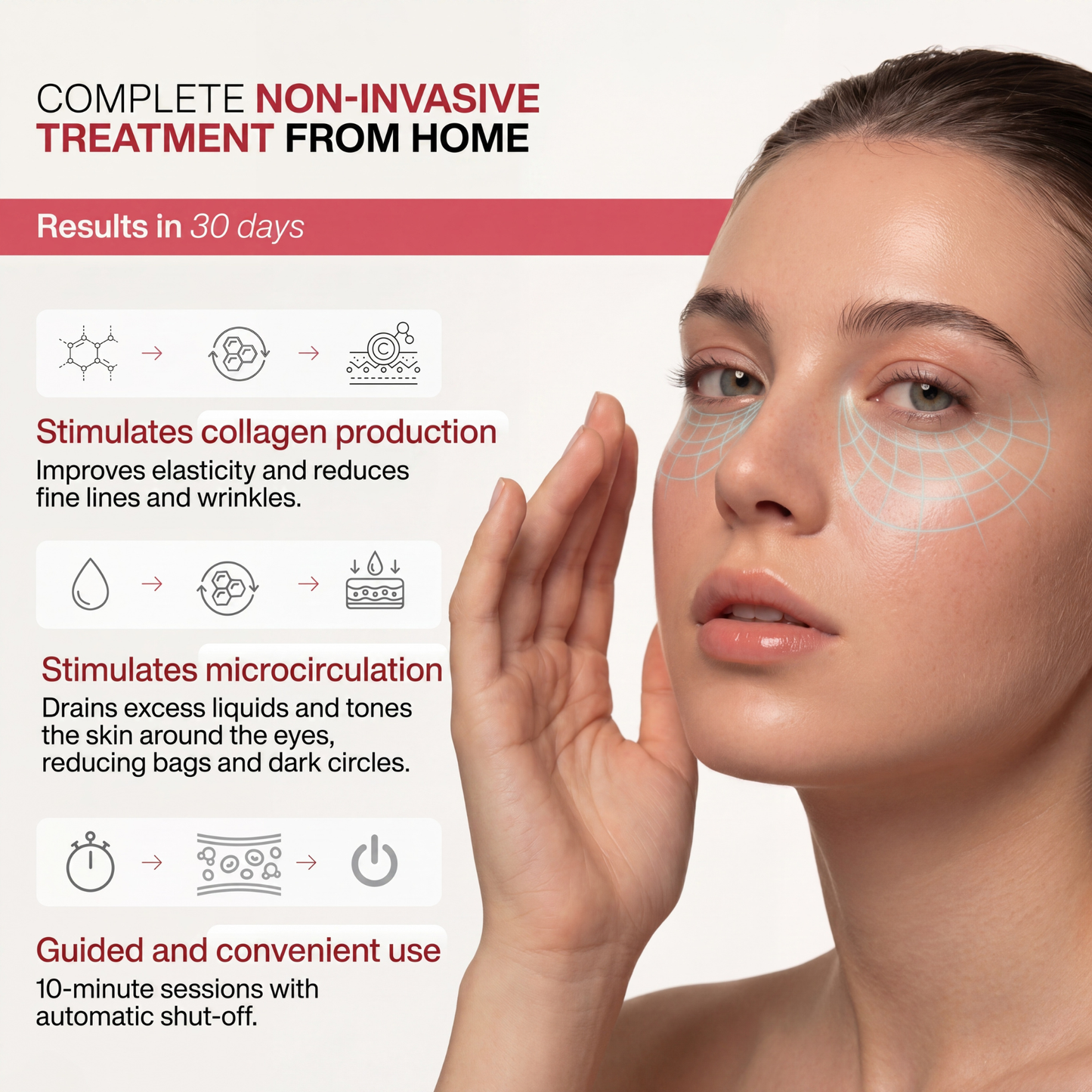 Under-Eye Bag & Dark Circle Repair Device with LED and Microcurrent
