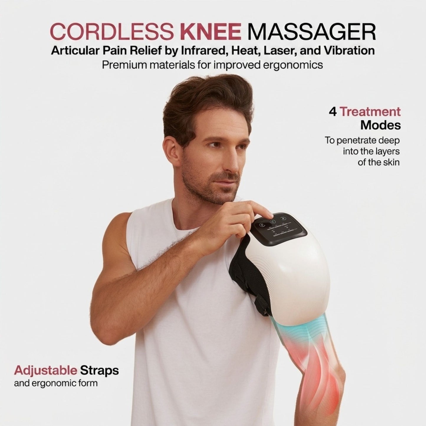 3-in-1 Wireless Knee Massager: Heat, Laser & Vibration Therapy for Joint Relief