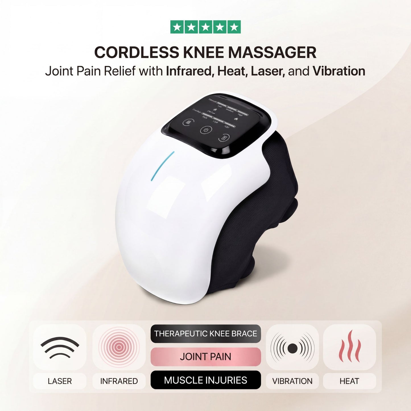 3-in-1 Wireless Knee Massager: Heat, Laser & Vibration Therapy for Joint Relief